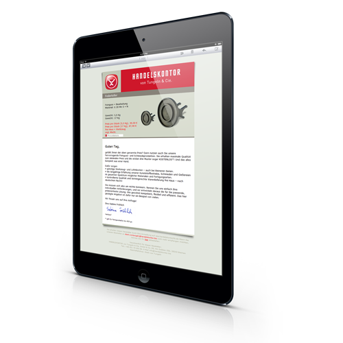 Handelskontor von Tungeln Newsletter Tablet